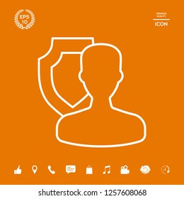 Insurance shield with user - line icon. Graphic elements for your design