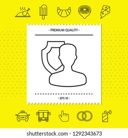 Insurance shield with user - line icon. Graphic elements for your design
