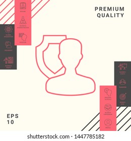 Insurance shield with user - line icon. Graphic elements for your design