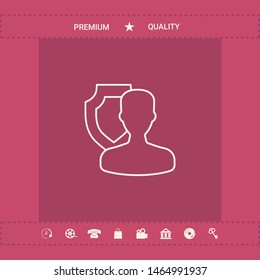 Insurance shield with user - line icon. Graphic elements for your design