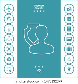 Insurance shield with user - line icon. Graphic elements for your design