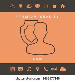 Insurance shield with user - line icon. Graphic elements for your design