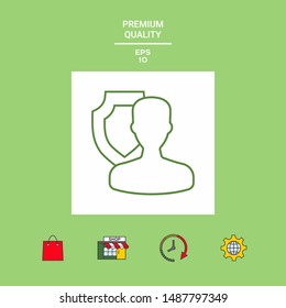Insurance shield with user - line icon. Graphic elements for your design