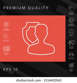 Insurance shield with user - line icon. Graphic elements for your design