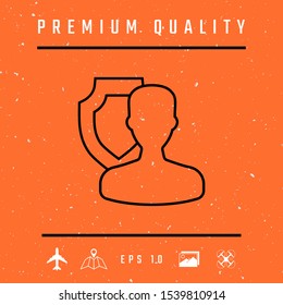 Insurance shield with user - line icon. Graphic elements for your design