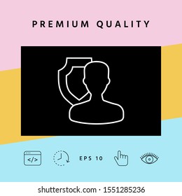 Insurance shield with user - line icon. Graphic elements for your design