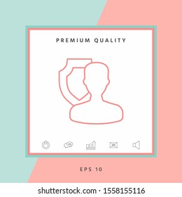 Insurance shield with user - line icon. Graphic elements for your design
