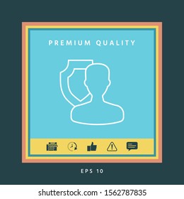 Insurance shield with user - line icon. Graphic elements for your design