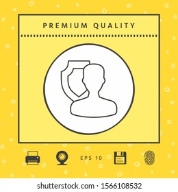 Insurance shield with user - line icon. Graphic elements for your design