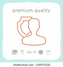 Insurance shield with user - line icon. Graphic elements for your design