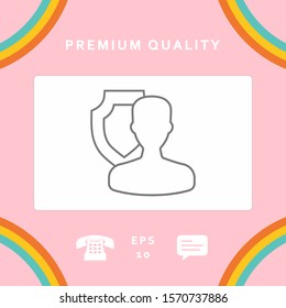 Insurance shield with user - line icon. Graphic elements for your design