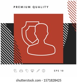 Insurance shield with user - line icon. Graphic elements for your design