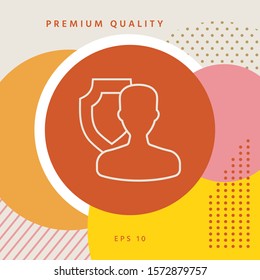 Insurance shield with user - line icon. Graphic elements for your design