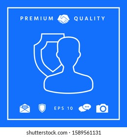 Insurance shield with user - line icon. Graphic elements for your design