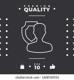 Insurance shield with user - line icon. Graphic elements for your design