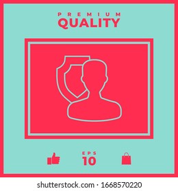 Protector de seguros con icono de línea de usuario. Elementos gráficos para el diseño
