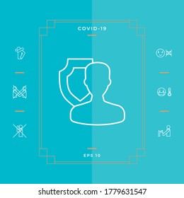 Protector de seguros con icono de línea de usuario. Elementos gráficos para su diseño