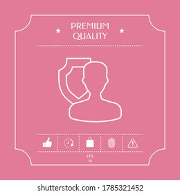 Insurance shield with user - line icon. Graphic elements for your design