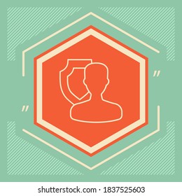 Versicherungsschild mit dem User - Line Icon. Grafische Elemente für Ihr Design