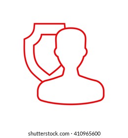 Insurance shield with user - line icon.