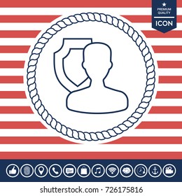 Insurance shield with user - line icon