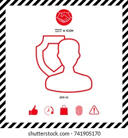 Insurance shield with user - line icon