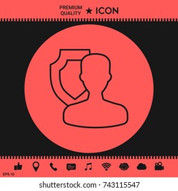 Insurance shield with user - line icon