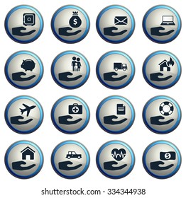 Insurance simply vector icon set