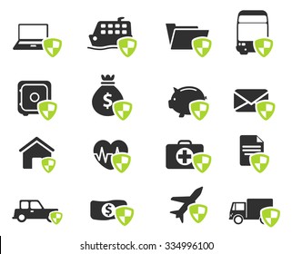 Insurance simply vector icon set