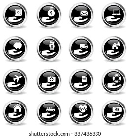Insurance simply vector icon set