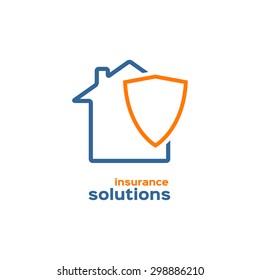Insurance Solutions Logo, Shield And House