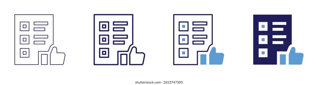 Insurance survey icon in 4 different styles. Thin Line, Line, Bold Line, Duotone. Duotone style. Editable stroke.