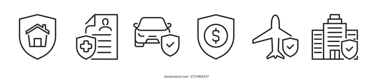 Insurance thin line icon set. Web minimal icons