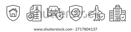 Insurance thin line icon set. Web minimal icons