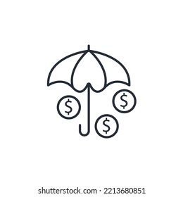 iconos de la línea delgada de seguro. Ilustración vectorial aislada en blanco. Trazo editable