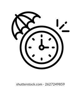 Insurance Time Vector outline icon. Eps10 file 