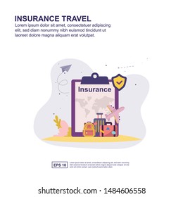 Insurance travel concept vector illustration flat design for presentation, social media promotion, banner, and more