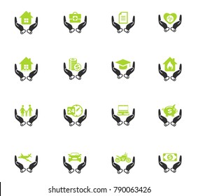 insurance vector color icons for web and user interface design
