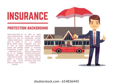 Insurance vector concept with insurance agent showing document, policy