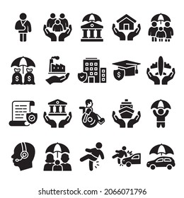 Insurance vector icon set for commercial use