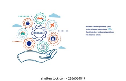 Iconos vectoriales de seguros aislados en blanco. Juego de iconos de seguros para web, aplicaciones móviles, diseño infográfico de ilustradores vectoriales con color colorido.