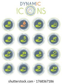 Iconos vectoriales de seguros sobre fondo blanco con líneas dinámicas para animación para diseño de interfaz web y de usuario