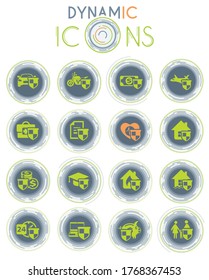 insurance vector icons on white background with dynamic lines for animation for web and user interface design