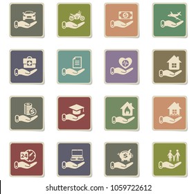 insurance vector icons for web and user interface design