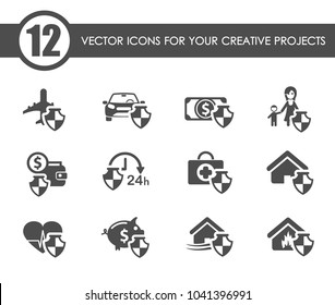 insurance vector icons for your creative ideas