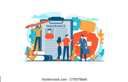 Insurance vector illustration concept agent template background isolated can be use for presentation web banner UI UX landing page