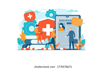 Insurance vector illustration concept agent template background isolated can be use for presentation web banner UI UX landing page