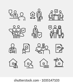 Insurance Vector Line Icons Set