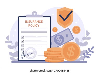 Banner web de seguros. Idea de la seguridad y protección de los bienes y la vida frente a los daños. Seguridad en viajes y negocios. Ilustración vectorial plana aislada
