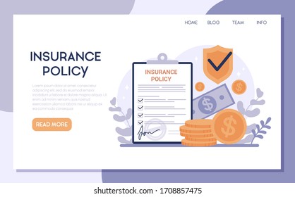 Insurance web banner. Idea of security and protection of property and life from damage. Travel and business safety. Isolated flat vector illustration